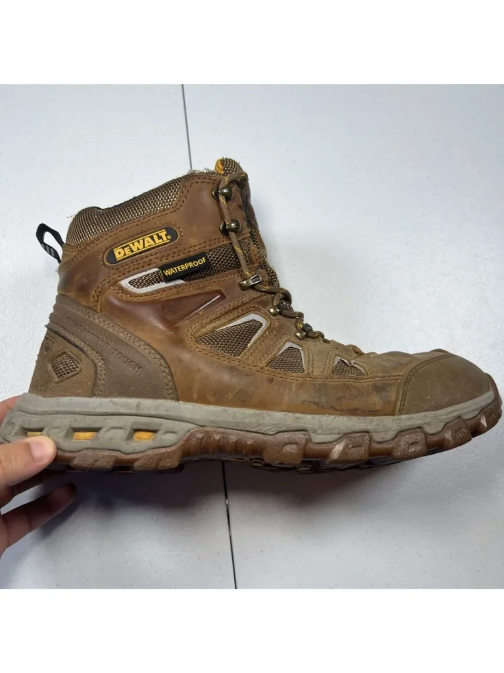 DeWalt Mens Wheat Poseidon Waterproof Work Leather Boots Size 12 Plain Toe